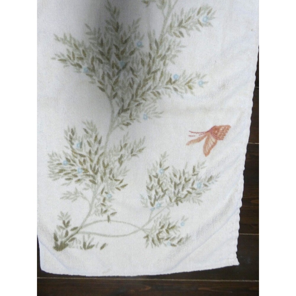 VTG Hanae Mori Martex Hand Towel Butterfly Floral Print Cotton 26"x15" - Picture 3 of 6